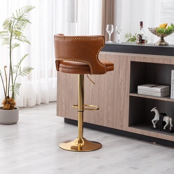 Bar Stools With Back and Footrest Counter Height Faux Leather 2PCS/SET