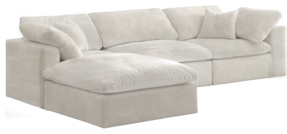 Cozy Velvet Upholstered Comfort L Shaped Modular Sectional   Transitional   Sectional Sofas   by Meridian Furniture  Houzz