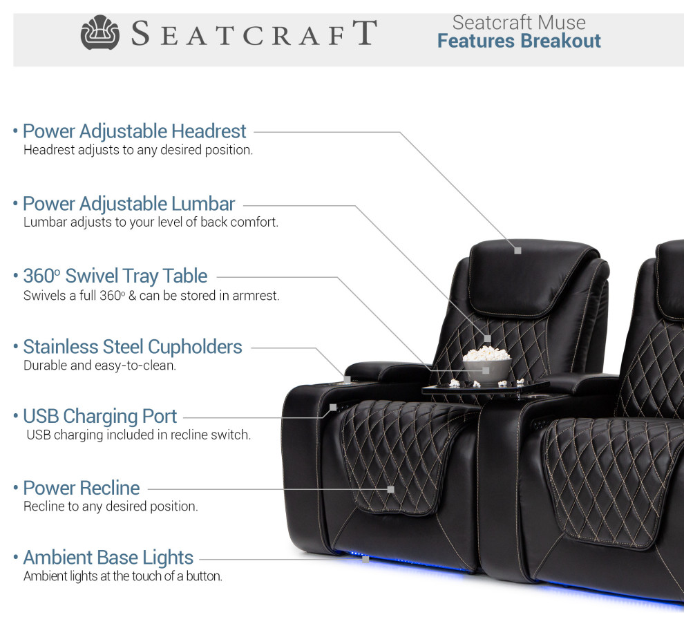 Seatcraft Muse Home Theater Seating   Contemporary   Theater Seating   by Stargate Cinema  Houzz