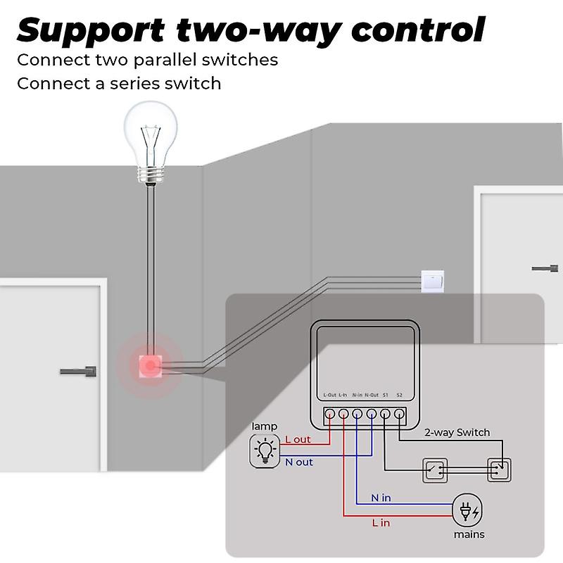 Tuya Mini Wifi And Zigbee Switch Diy 2-way Control Timer Relay Automation 16a Ac100-240v