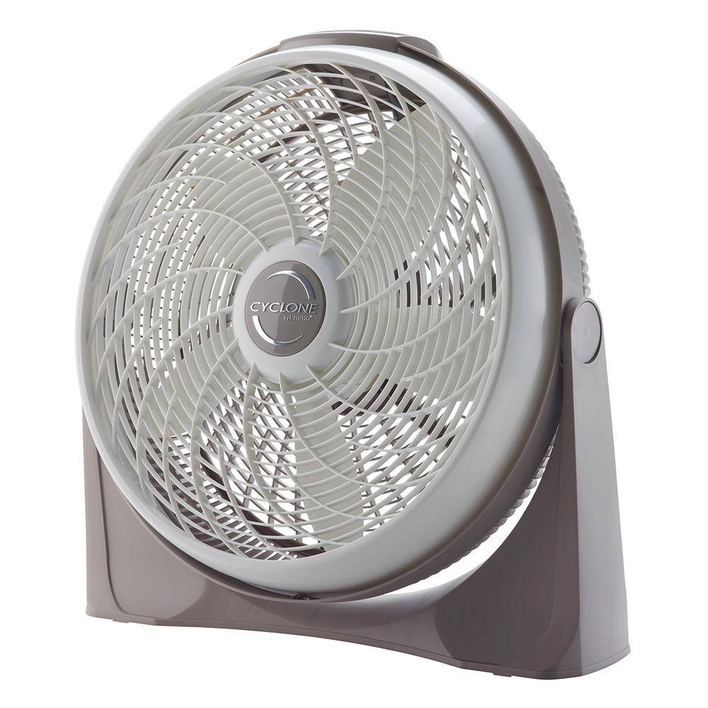 Lasko Cyclone Power Circulator 20 in. 3 Speed Beige Floor Fan with Adjustable Fan Head Auto Timer and Remote Control 3542