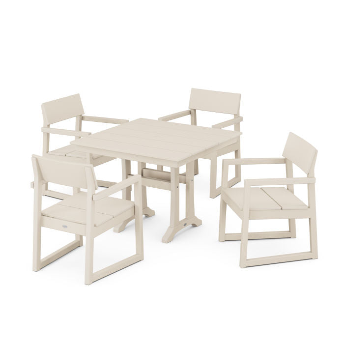 Polywood EDGE 5-Piece Farmhouse Dining Set With Trestle Legs PWS947-1