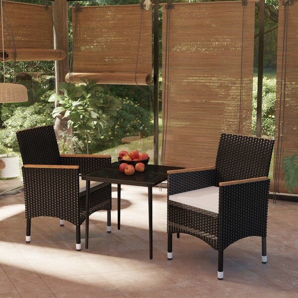 vidaXL 5 Piece Patio Dining Set with Cushions Black