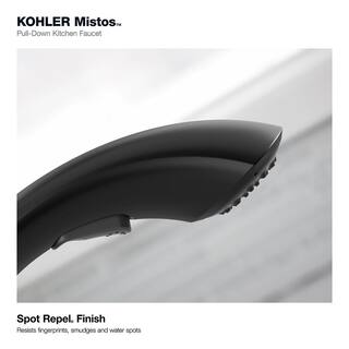 KOHLER Mistos Single-Handle Pull-Out Sprayer Kitchen Faucet in Matte Black K-R72510-SD-BL