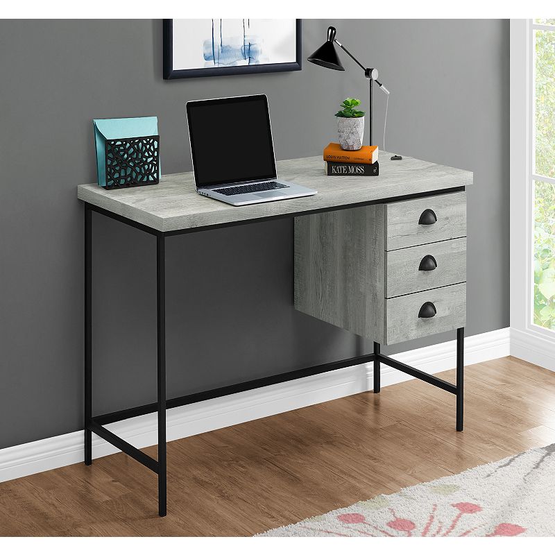 55 Pewter Gray and Black Contemporary Computer Desk