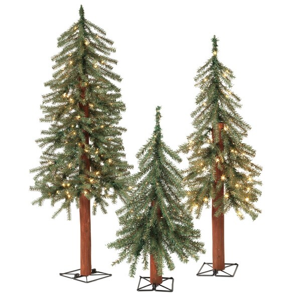 Set of 3 Battery Operated Prelit Alpine Trees