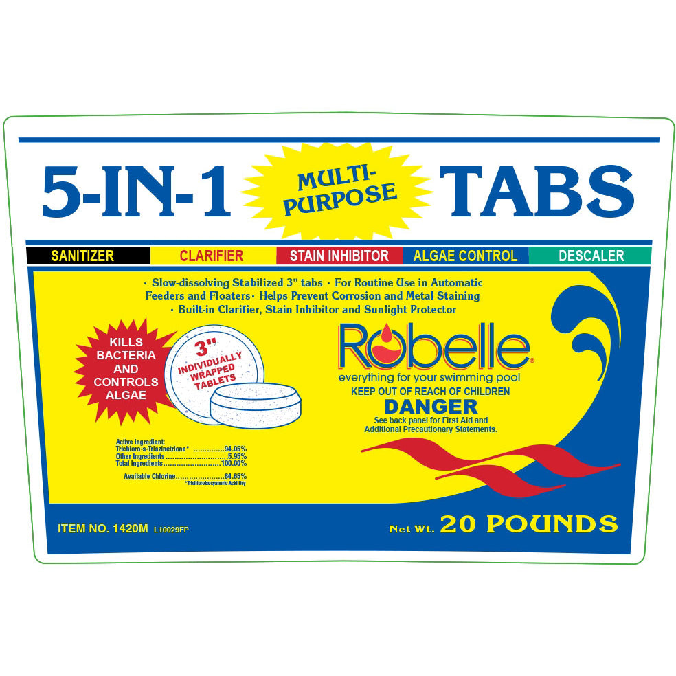 Robelle 5-In-1 Swimming Pool Multi-Purpose 3" Chlorinating Tabs