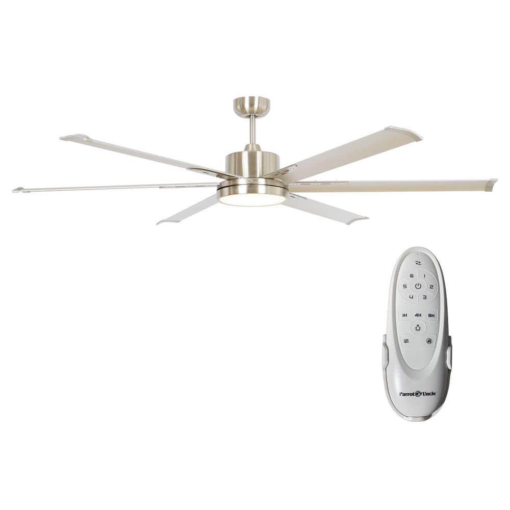 Parrot Uncle Balachandran 65 in Integrated LED Brushed Nickel Ceiling Fan with Light and Remote Control