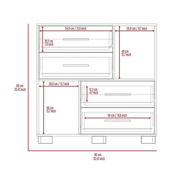 Minimalist Style 4-Drawers 2 Open Shelves Dresser Chests， Modern Storage Dressers Organizer for Living Room， Bedroom， Hallway - - 37828156