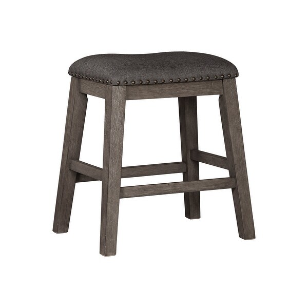 Caitbrook Dark Gray Upholstered Counter Height Barstool (Set of 2)