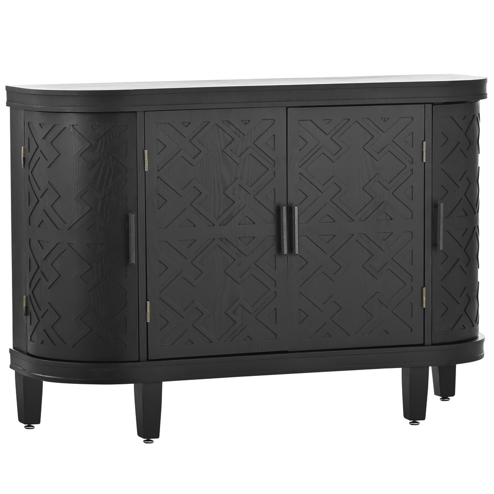 Antique Patterned Sideboard with Wooden Doors  Elegant Console Cabinet for Hallway or Living Room