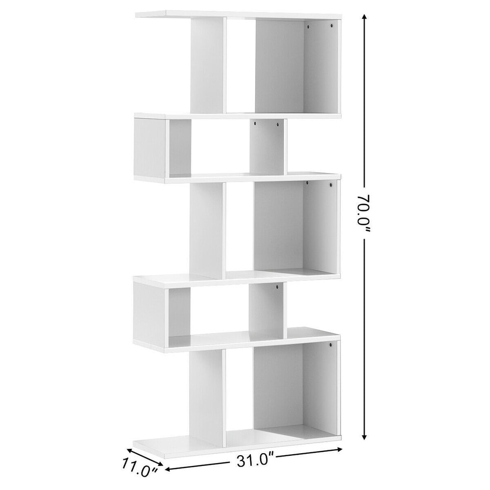 Stylish 5 Tier Geometric Wood Bookshelf   31\