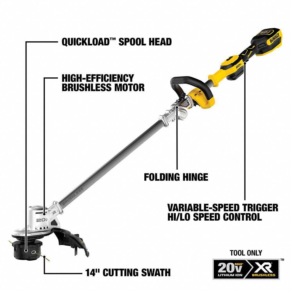 DEWALT 20V MAX* 14 in. Folding String Trimmer Bare Tool DCST922B from DEWALT