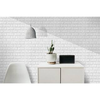 Dundee Deco Falkirk Jura III 14 in. x 28 in. x 28 in. Peel  Stick White Faux Brick PE Foam Decorative Wall Paneling (10-Pack) JNHDRS0601-10