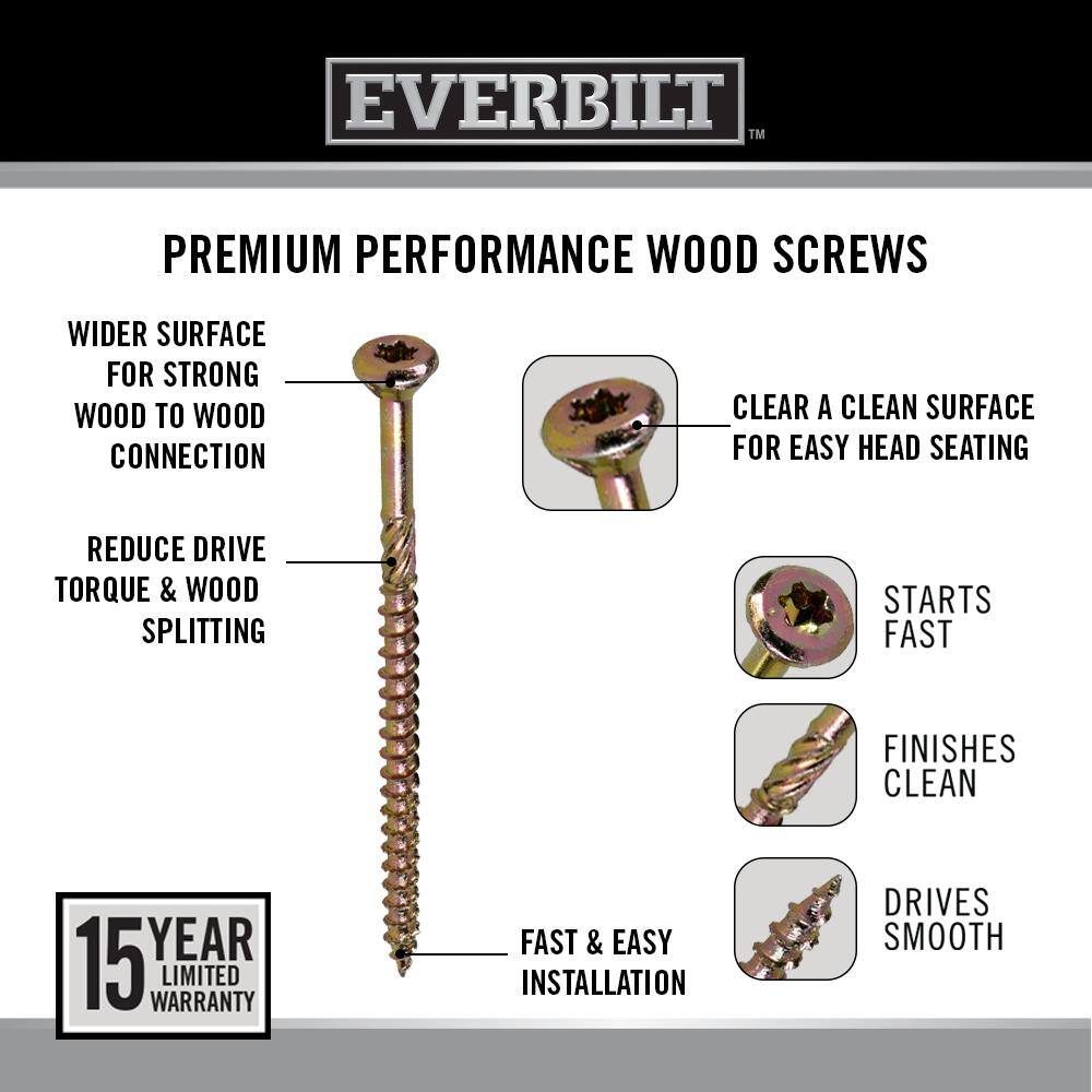 Everbilt #9 x 2-12 in. Star Drive Flat Head Interior Wood Deck Screws (100-Pack) 117328