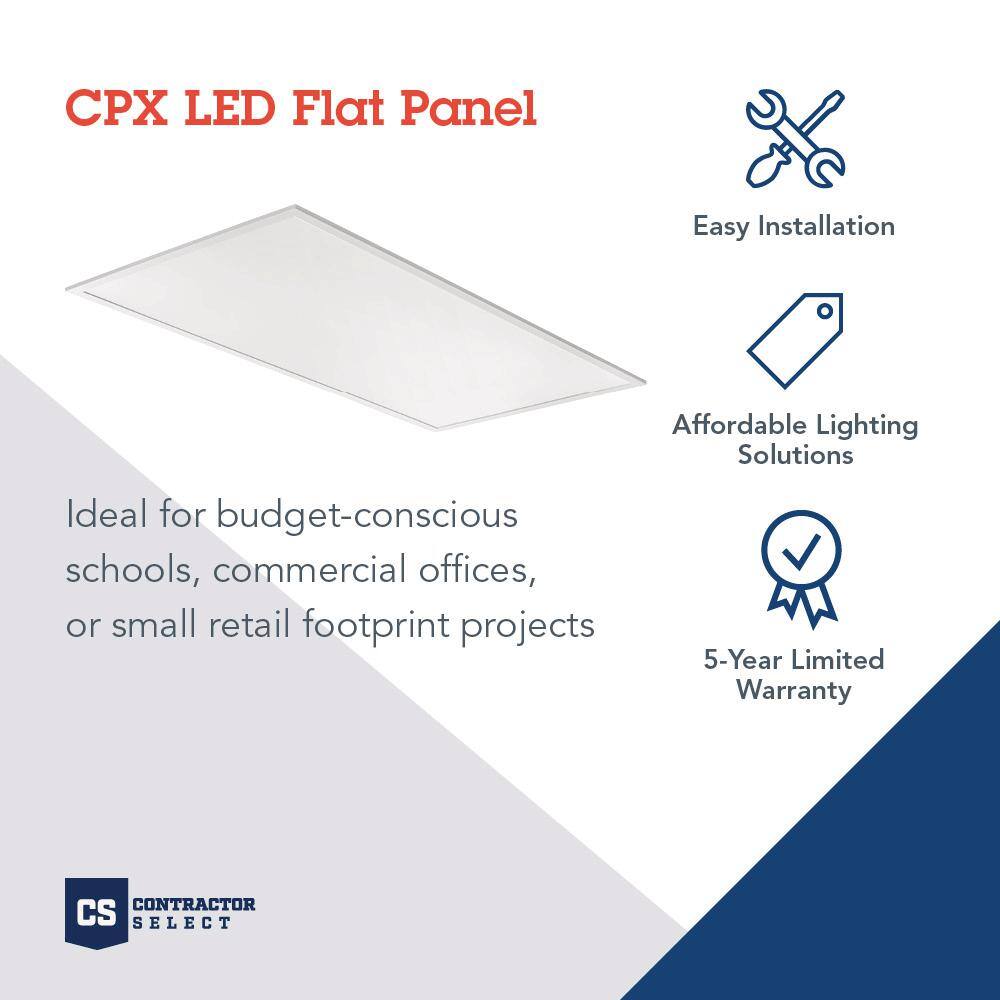 Lithonia Lighting Contractor Select CPX 2 ft. x 4 ft. White Integrated LED 4692 Lumens Flat Panel Light 4000K CPX 2X4 4000LM 40K M2