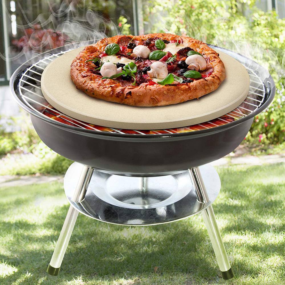 Cook N Home 16 in. x 58 in. Round Thick Cream Pizza Grilling Baking Stone 02662