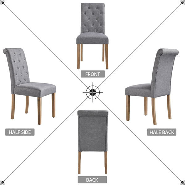 Alden Design Tufted Upholstered High Back Parson Dining Chair， Set of 2， Gray