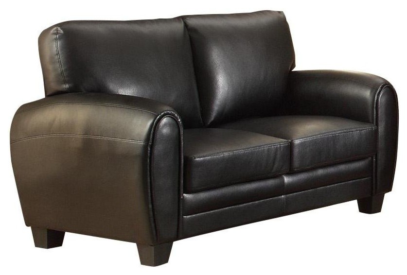 2 Piece Rainier Casual Set Sofa and Love Seat  Black Microfiber   Transitional   Living Room Furniture Sets   by AMOC  Houzz