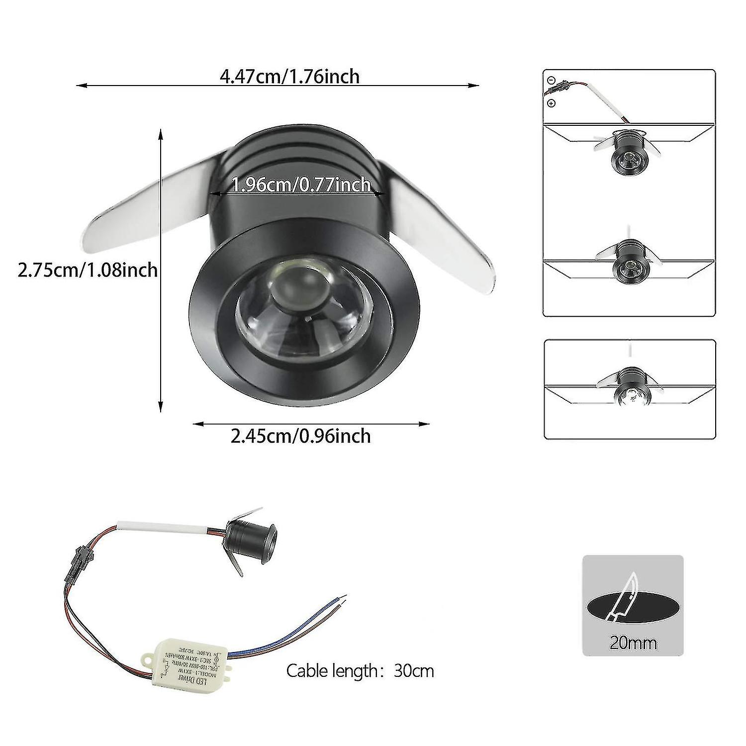 10 Mini 1w Led Recessed Spotlights With Separate Transformer For Showcase， Kitchen， Stairs， Closet，