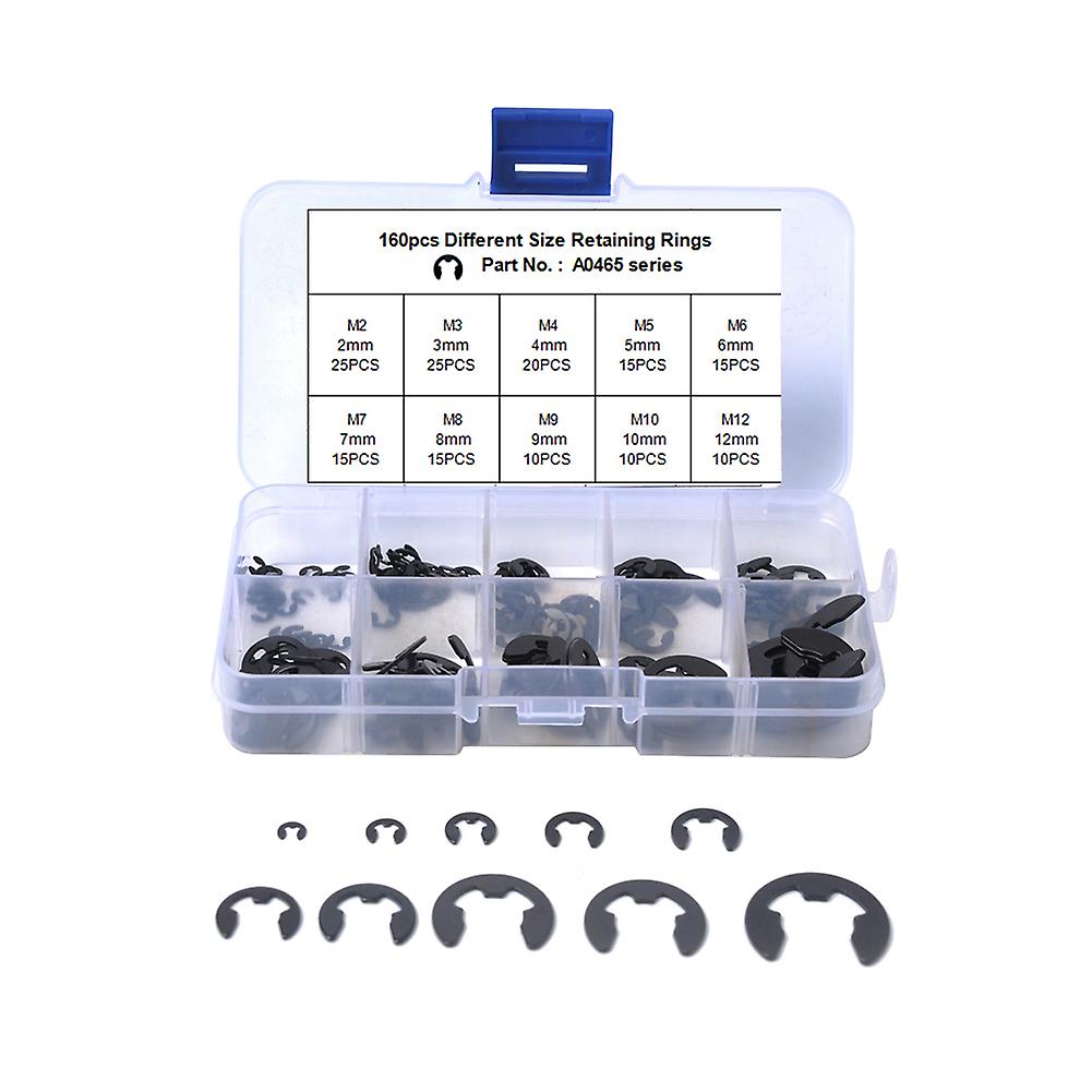 160pcs Snap Ring Shop Assortment Alloy Steel External Cir-clip Snap Retaining Clip Rings Set