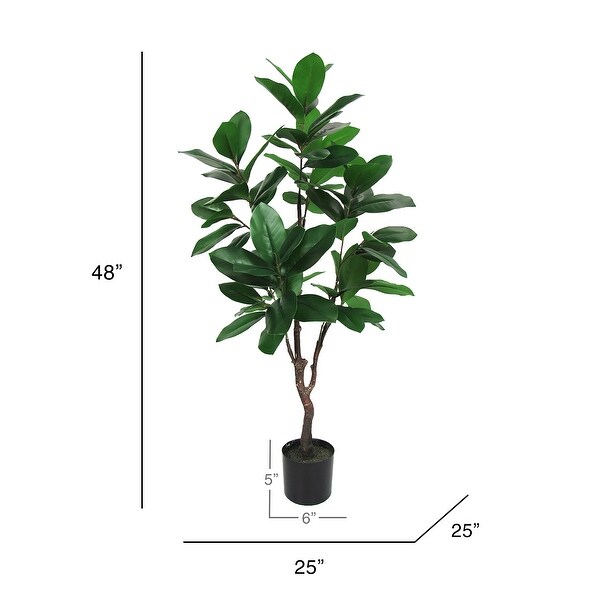 4ft Artificial Magnolia Tree Leaf Tree in Black Pot