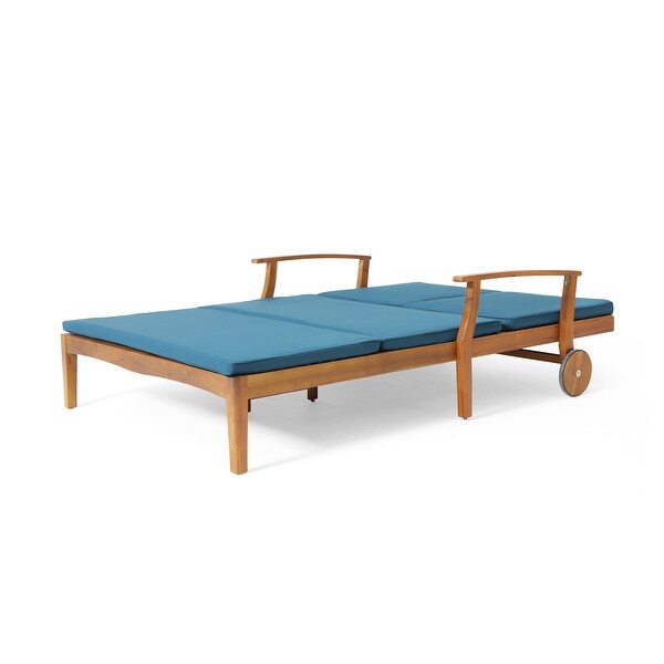 Perla Acacia Wood Double Chaise Lounge by Christopher Knight Home