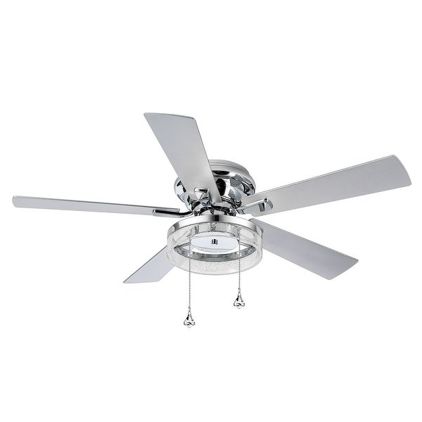 52-IN Chrome LED Ceiling Fan with Light Kit with Pull Chain (5 blade) - Chrome  Shopping - The Best Deals on Ceiling Fans | 41493519