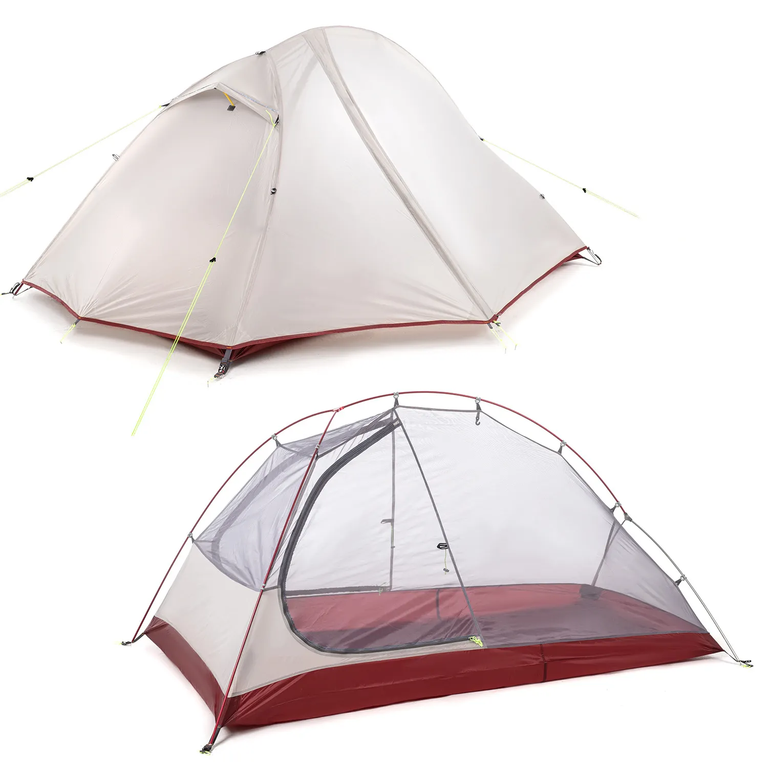 Aluminum Pole Ultralight Nylon Silicon Coating Tent Outdoor Double Layers Waterproof Mountain Climbing Camping Tent