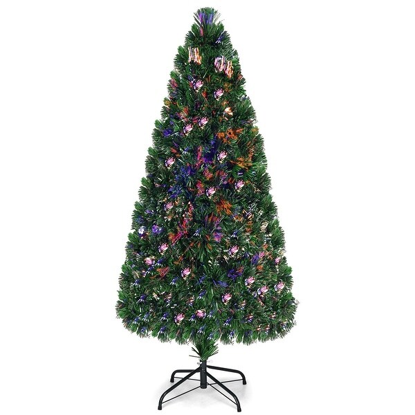 6' Fiber Optic Artificial PVC Christmas Tree w/ Plastic Stand