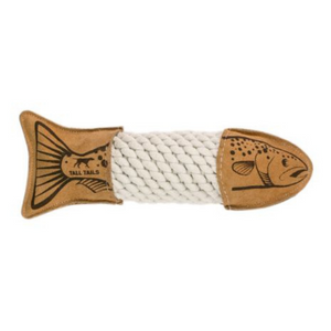 Tall Tails 15 Natural Leather and Rope Trout Tug Dog Toy