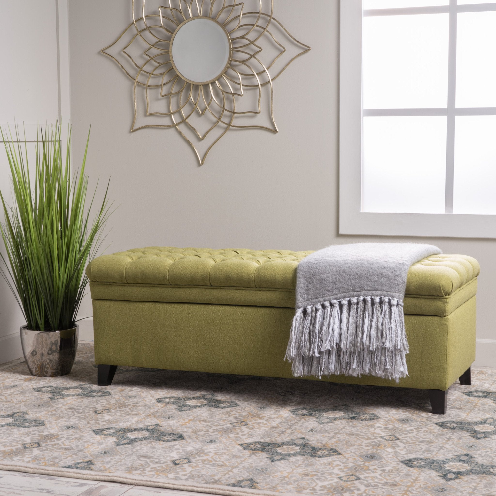 Laguna French Style Tufted Fabric Storage Ottoman Bench