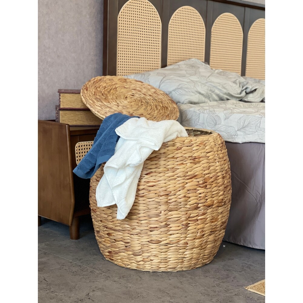 Multipurpose Large Storage Ottoman Basket with Lid