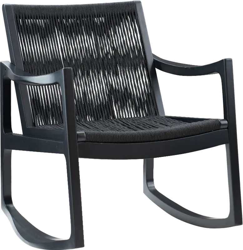 Rowan Black Handwoven Rope Rocking Chair