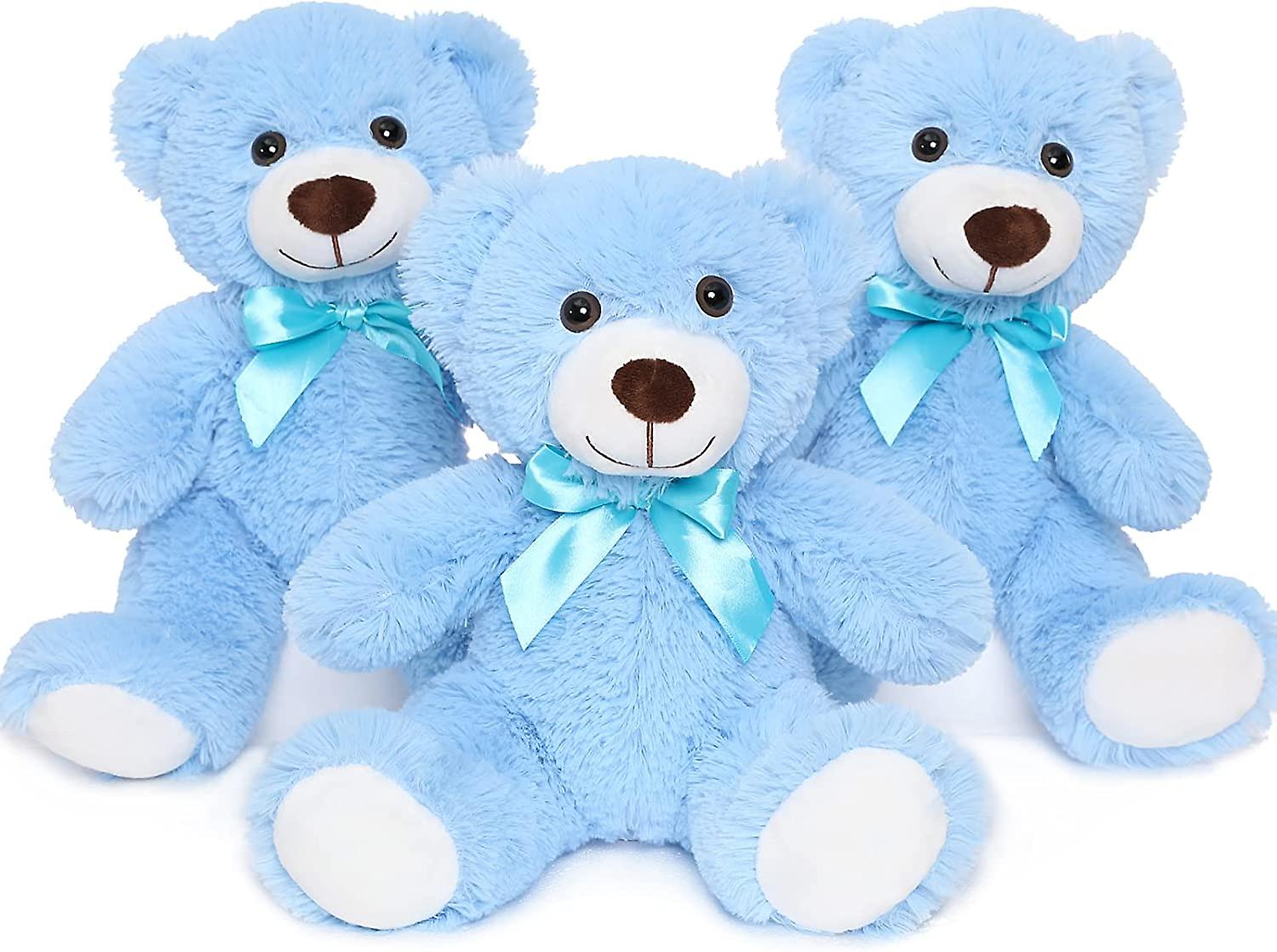 3 Packs Blue Cute Teddy Bear Soft Stuffed Animal Plush Bear Toy For Kids Boys Girls，as A Gift For Birthday/christmas/valentine's Day 13.8 Inch