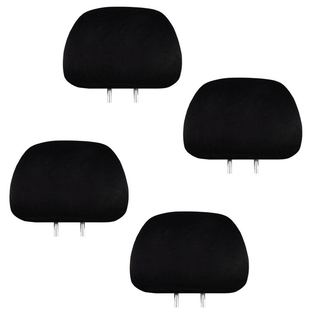 YupbizAuto AUto Cars Trucks SUV Solid Black Polyester Universal Size Headrest Covers with Foam Backing- Set of 4 Pieces