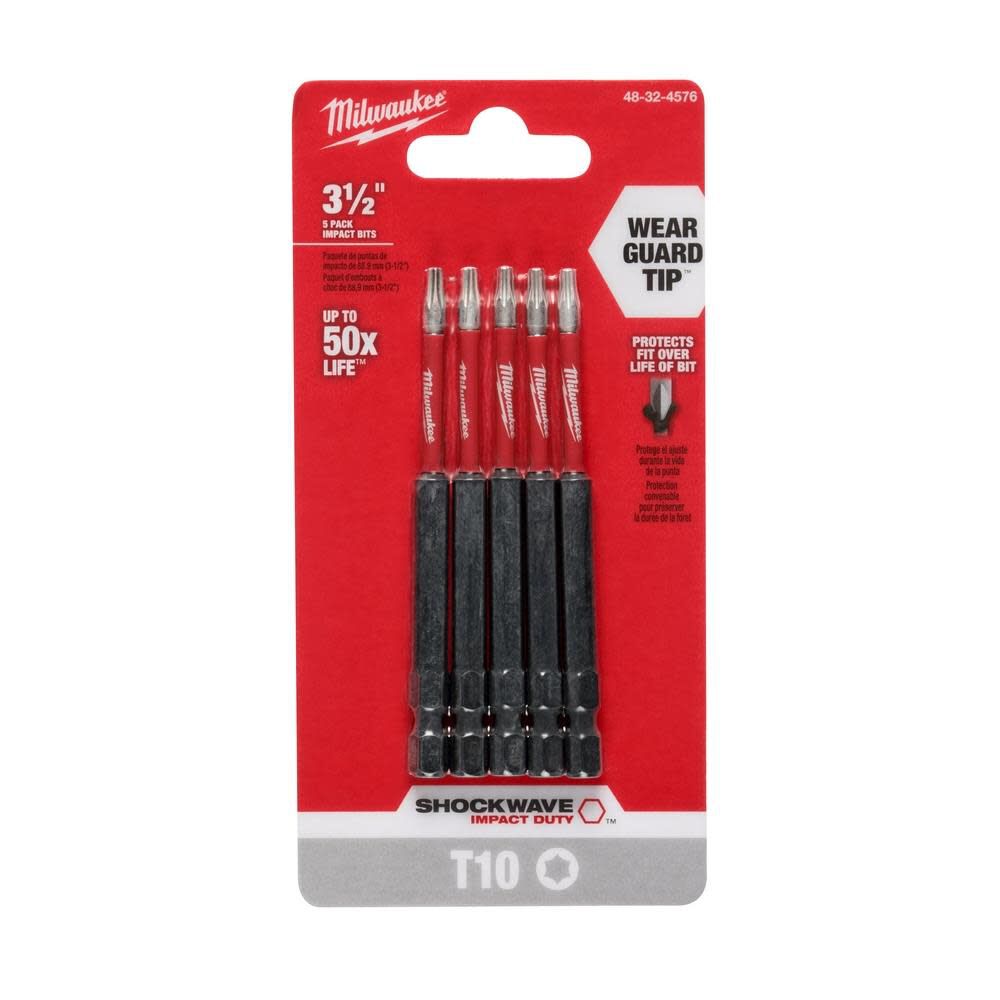 Milwaukee SHOCKWAVE 3.5 in. T10 Impact Driver Bits 5PK 48-32-4576 from Milwaukee