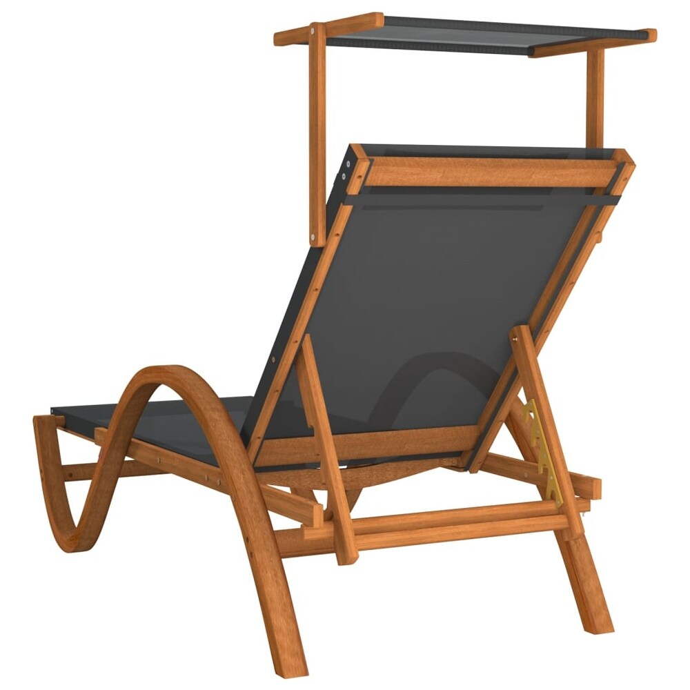 vidaXL Sun Lounger with Canopy Textilene and Solid Wood Poplar   (70.1\