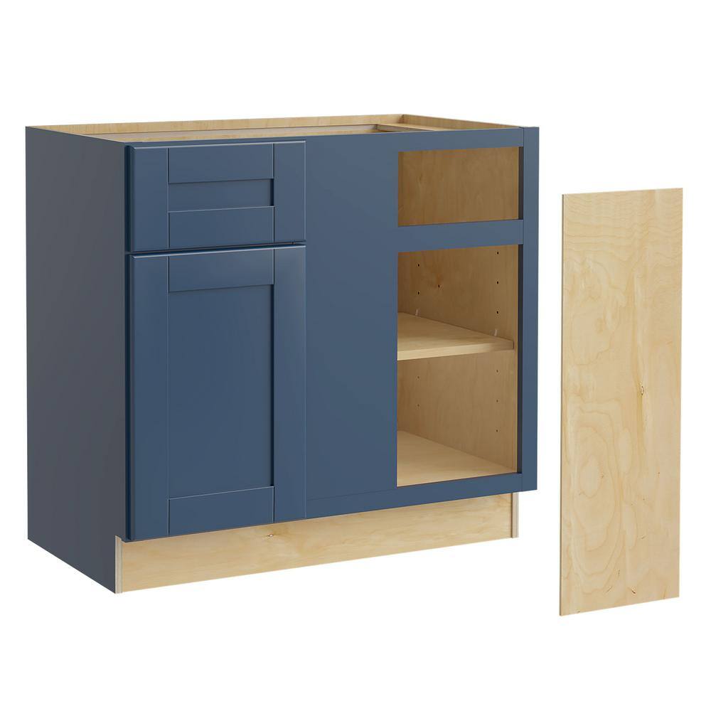 Home Decorators Collection Washington Vessel Blue Plywood Shaker Stock Assembled Corner Kitchen Cabinet Blind Right 36 in. x 34.5 in. x 24 in. BBCU42R-WVB