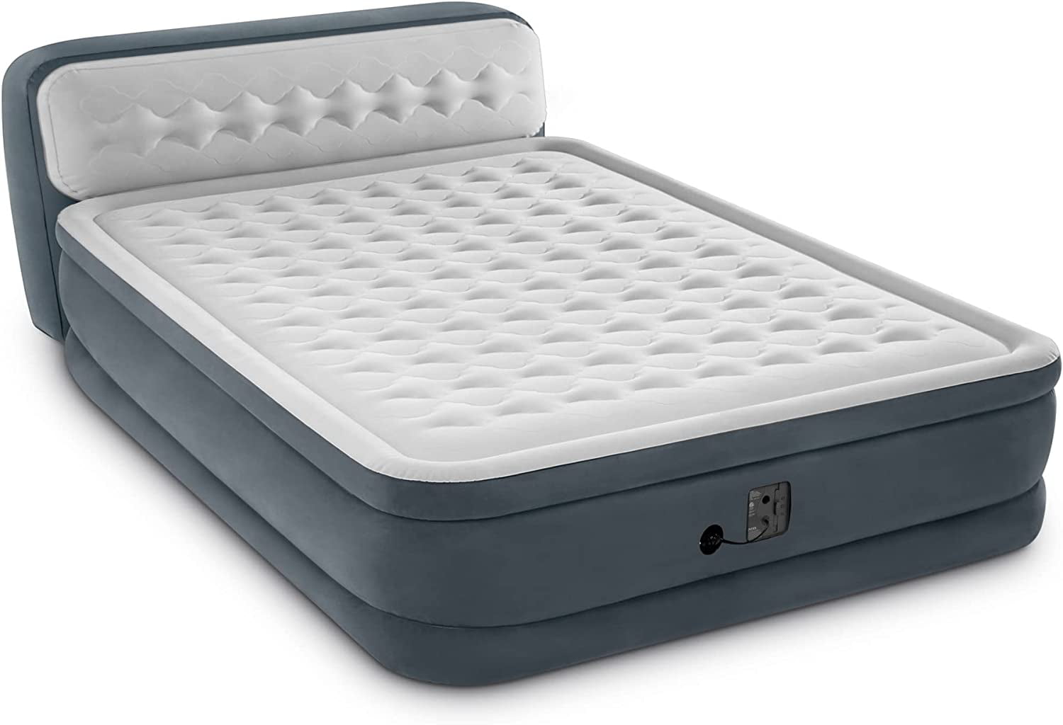 Elevated Fiber Tech Soft Air Mattress Bed with Built-in Pump， Ultra Plush Headboard， and Portable Storage Carrying Case， Queen