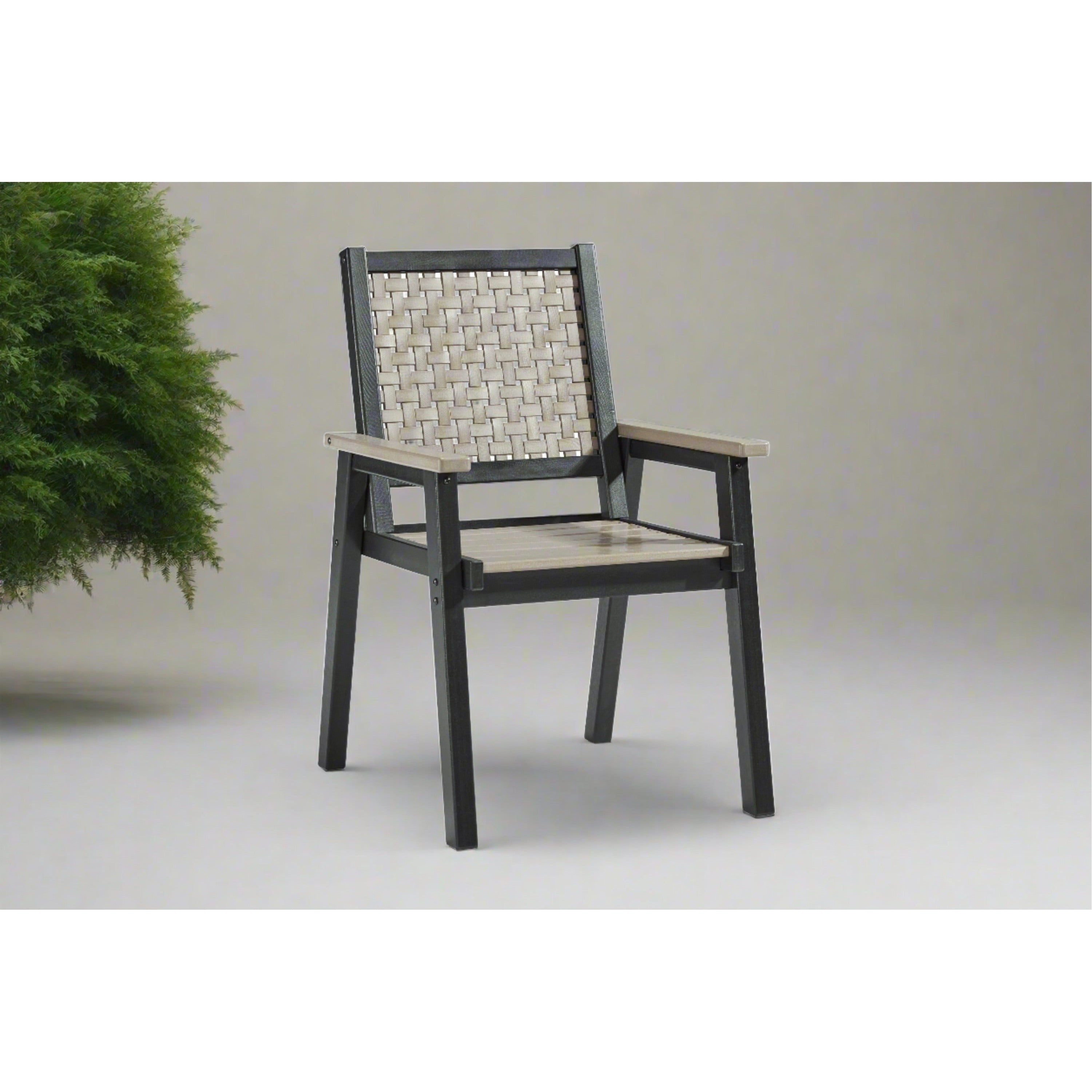 Poly Black Driftwood Lattice Outdoor Arm/Dining  Chair