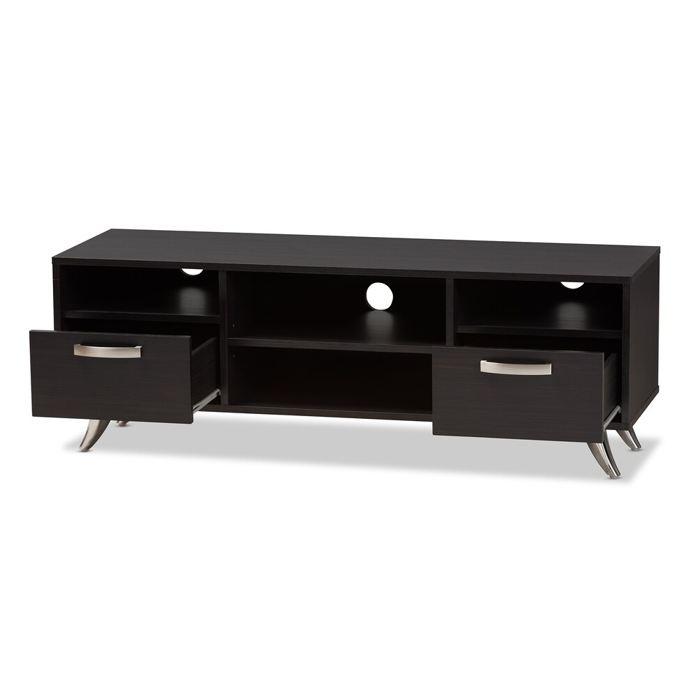 Contemporary Dark Brown Finished Wood TV Stand by Baxton Studio