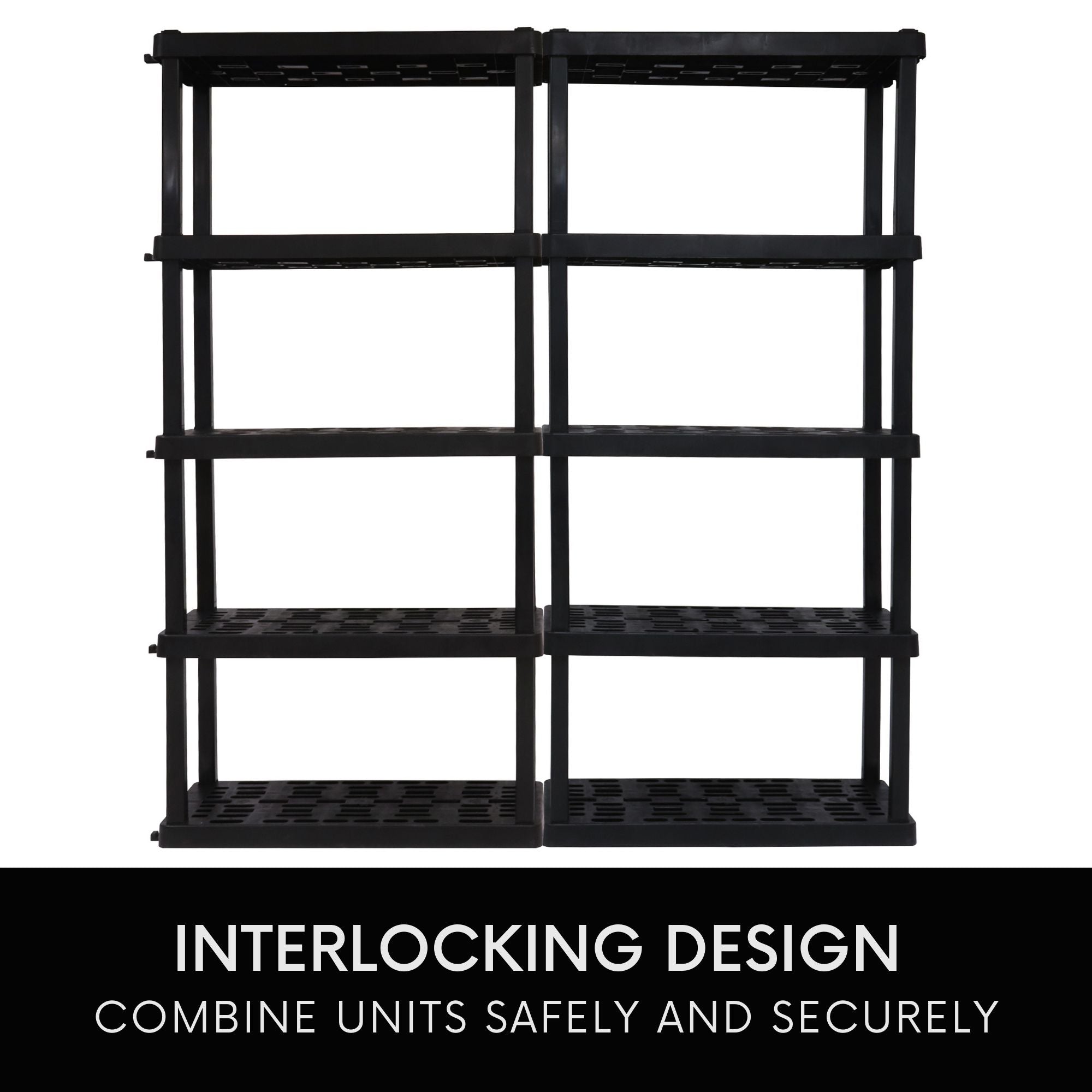 Oskar 5-Tier Storage Shelf, Interlocking Heavy Duty Shelving Unit, 750 lbs (340 kg) Capacity, Multipurpose Organizer for Garage, Basement, Utility Shed, Workshop, Made in North America, Black