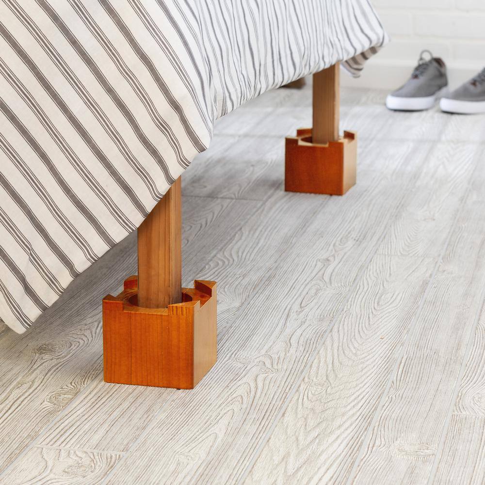 Honey-Can-Do Maple Square Wood Bed Risers (Set of 4) STO-01150