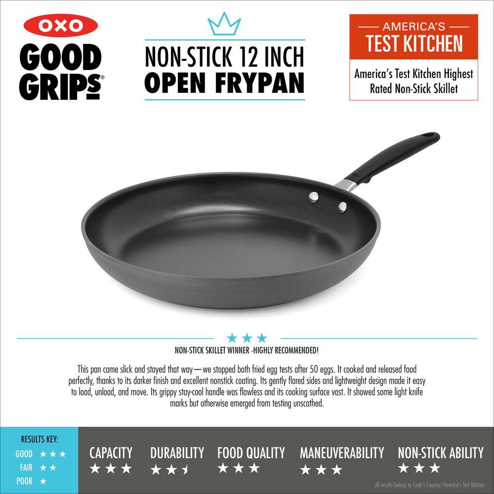 OXO Good Grips 12 in. Hard-Anodized Aluminum Ceramic Nonstick Frying Pan in Black with Comfort Grip Handle CW000957-003