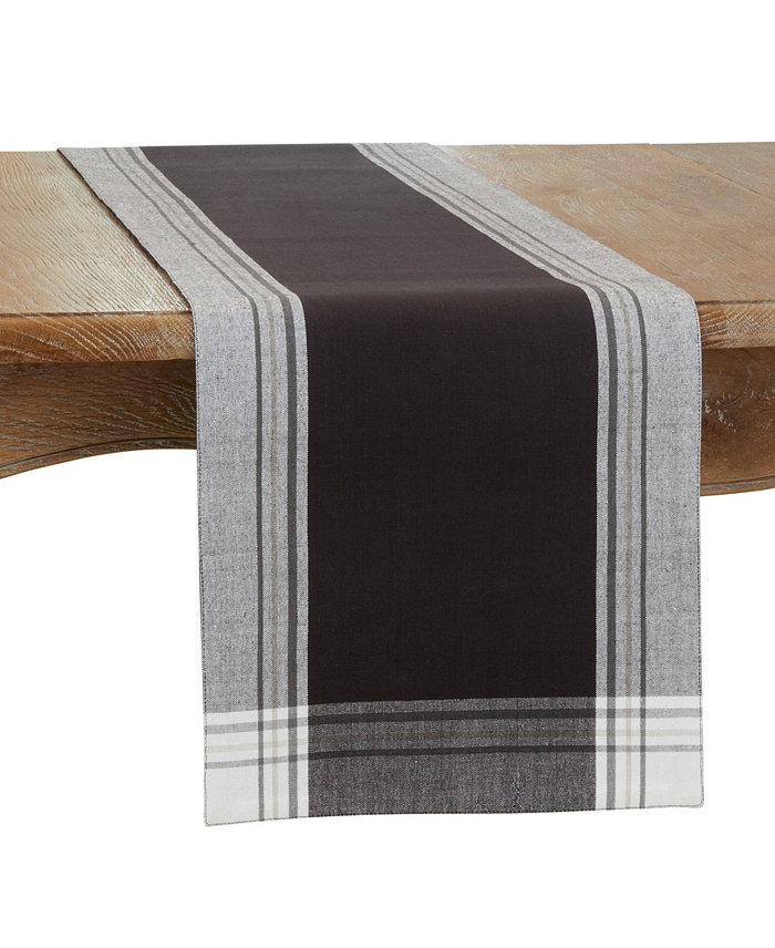 Saro Lifestyle Long Table Runner with Stripe Border Design 72 x 13