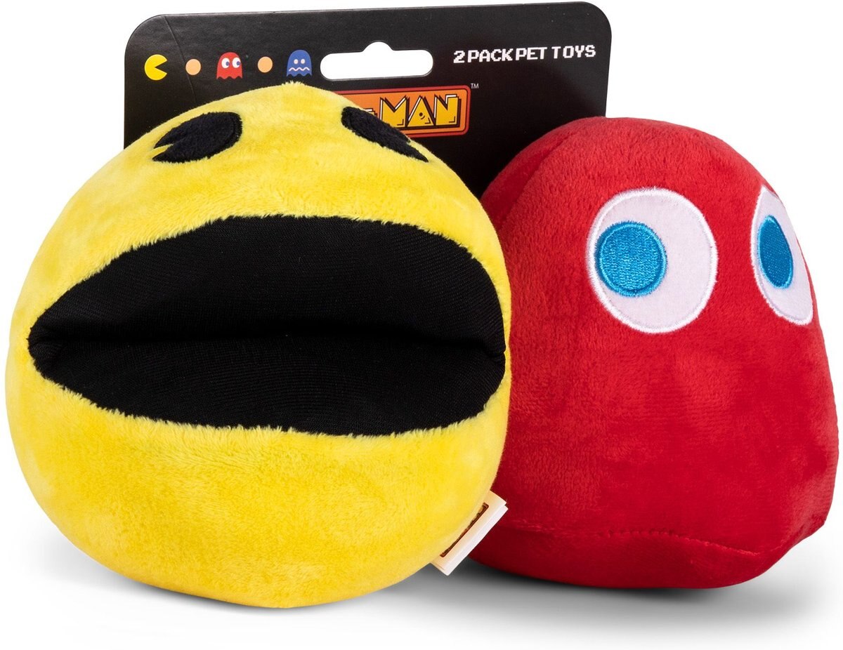 Fetch For Pets Pac-Man Pac-Man and Blinky Plush Squeaky Dog Toy， Small， 2 count