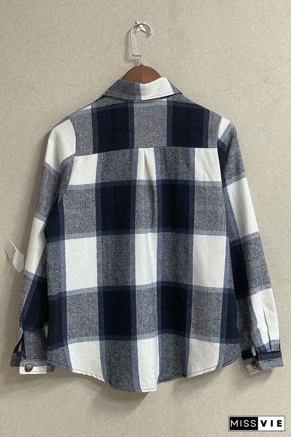 Plaid Button Down Pocketed Shacket Jacket Coats Women Wholesale