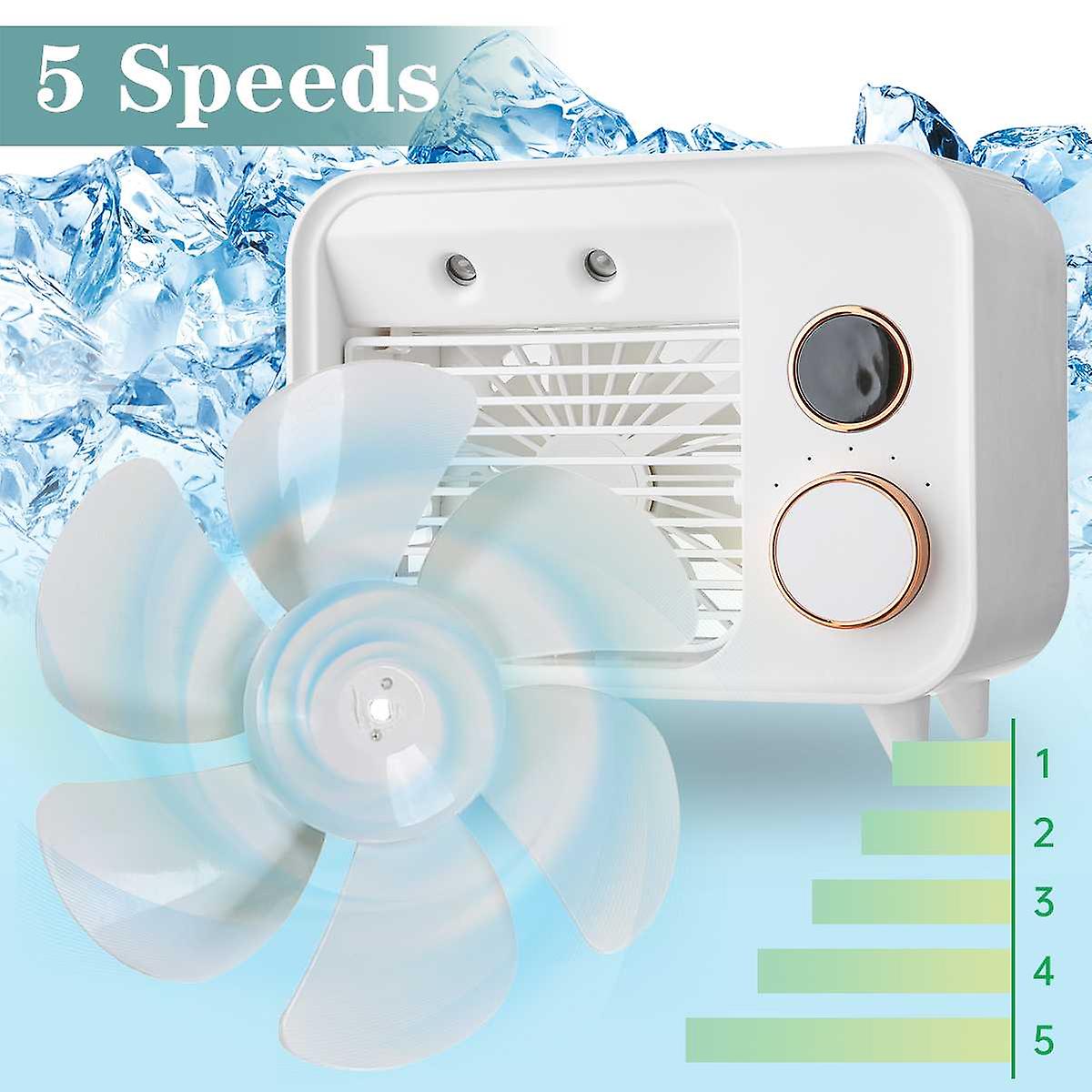 Portable Mini Air Cooler Water Spray Cooling Fan Humidifier Led Light