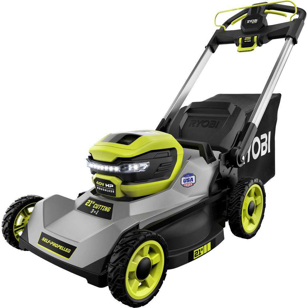 RYOBI 40-Volt HP Brushless 21 in. Cordless Battery Walk Behind Self-Propelled Lawn Mower (Tool Only) RY401014BTL